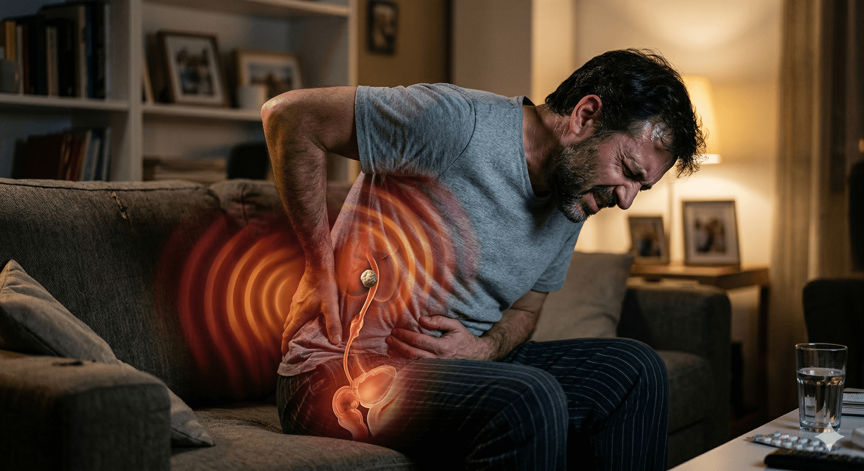 Ilustración de Dolor Cólico Uretro-rectal